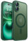CANSHN Magnetic for iPhone 16 Case, Upgraded [Full Camera Protection] [Compatible with Magsafe] [Translucent Matte] Shockproof Protective Phone Case for iPhone 16 6.1 - Deep Green