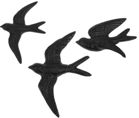 PRETYZOOM 3Er-Set Vogel-Wanddekoration Aus Gusseisen Wanddekoration Aus Gusseisen in Vogelform Rustikale Hängende Vogelornamente 6.89 X 5.12 X 0.79 in Für Wohnzimmer Flur Garten Hochzeit Büro