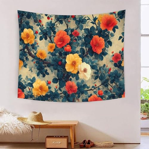 DCABEIOOE Blumen Wandteppich Bettwäsche Tapisserie Wandtuch 150cmx200cm