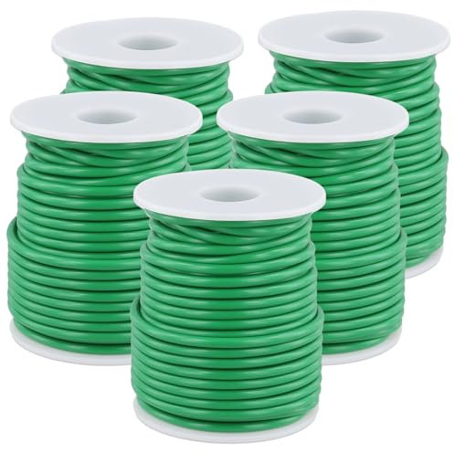 SINJEUN 5 PCS 20m x 3.5mm Green Garden Ties, Soft Plant Twist Ties, Garden Wire Cable Ties for Climbing Plants Fixing and Growing