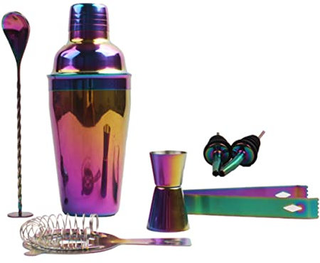 Ciieeo 8 Stück Cocktailzubehör aus Edelstahl 750ml Bunt mit Wasserdichtem Siegel und Eiszange für Home Use und Party