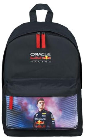 Red Bull Max Mochila, imagen del conductor, bolsillo frontal, azul marino, ideal para la escuela y el deporte, mercancía con licencia oficial, azul marino, Talla única