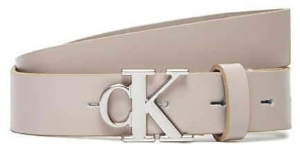 Calvin Klein Damen Gürtel Monogram Plaque Buckle 2,5 cm Ledergürtel, Elfenbein (Chateau), 90 cm