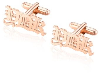PiercingJak Personalisierte Manschettenknöpfe Herren mit benutzerdefinierten Namen Initialen Datum Gravur 1 Paar Manschettenknöpfe Edelstahl Cufflinks für Männer Papa Bräutigam, Rosegold