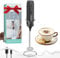 HAUSHOF Powerful Rechargeable Milk Frother with Stand, Handheld Electric Coffee Whisk for Rich Foam, Coffee Mixer with Stainless Steel Whisk for Coffee Latte, Cappuccino, Matcha, Black
