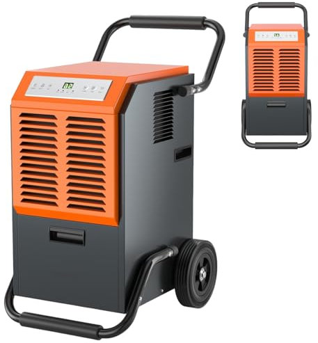 HOMFME Commercial Dehumidifier, Portable Compressor Dehumidifier with 24H Timer, Auto Defrost, Memory Restart, Industrial Building Dryer for Basement Warehouse (Orange, 63L/Day, 44 x 51 x 79cm)