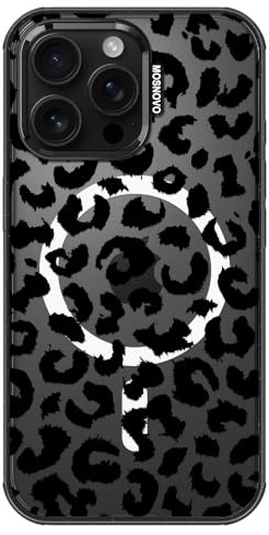 MOSNOVO for iPhone 16 Pro Max Case, Fit for MagSafe, Military-Grade Drop Protection, Shockproof Bumper, Cute Women Girl Magnetic Phone Case for iPhone 16 Pro Max, Black Leopard Print/Black