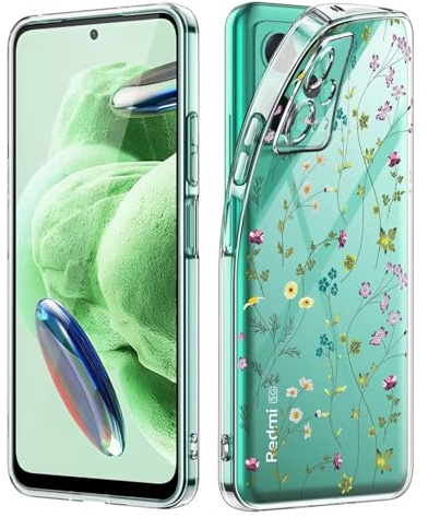 Pazpnoy Funda para Xiaomi Redmi Note 12 5G/Poco X5 5G,Transparente TPU Carcasa con Hermoso Flores Dibujos Diseño,Ultrafino Suave Silicona Mujer Protección Case Cover-4