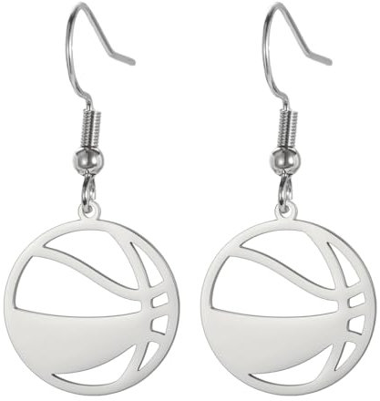 KKJOY Basketball Ohrringe Edelstahl Ballspiel Sport Anhänger Sportler Fantasie Schmuck für Frauen (Silber)