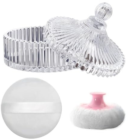 Luobannm Body Powder Puff and Container Set, Dusting Powder Puff for Women Baby and Loose Powder Containers for Wet Dry Makeup