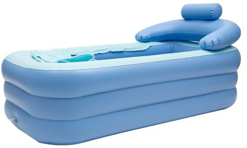 Baignoire gonflable pour adulte avec tuyau d'évacuation (150 x 80 cm) – Piscine pliable pour bébé et coussin de massage – Montage rapide pour bains de lait / bains de fleurs, baignoire spa portable