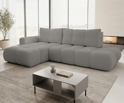 AXLIVING Ecksofa mit Schlaffunktion Hosio 288 cm in modernem Grau Links