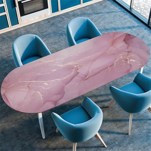 RUILBJM Mantel Ovalado, 3D Mármol Impreso Mantel, Elástico Diseño Antideslizante Lavable Impermeable Protector de Mesa, Apto para Hogar Hotel Restaurante Exterior Jardín (Color 7,132cmx305cm)