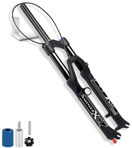 TOTLAC Forcella Ammortizzata MTB 26, 27,5, 29, Escursione 140 mm, 9 x 100 mm QR, 1-1/8, Forcella ad Aria per Bicicletta, Tubo Interno 34 mm, Nera, forcelle Anteriori per Mountain Bik