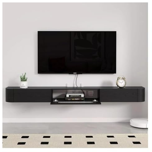 Cavalletto TV Floating, Unità di Console TV Armadio a Parete In Legno Massiccio Per Soggiorno, Spazio di intrattenimento(Dimensioni: 120 cm, Colore: Nero)