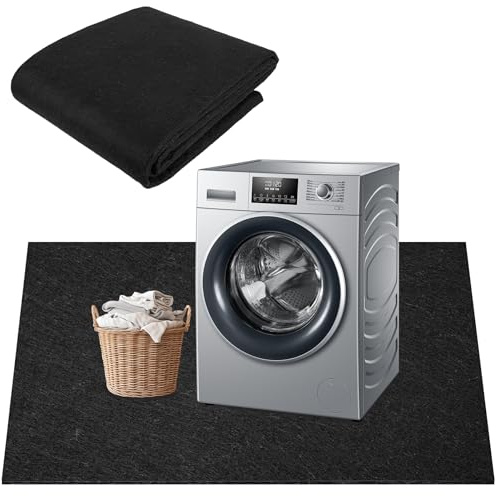ToLanbbt Under Washing Machine Mat - 62 x 36 Inch Water Resistant Felt Floor Protector with PE Backing for Washer, Dryer, Fridge, Freezer Home Appliance, Non-Slip Refrigerator Floor Mat, Black