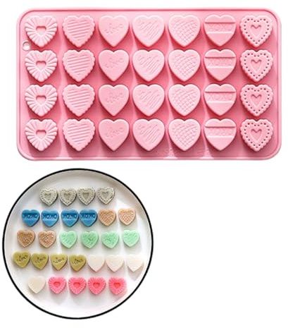 PTaizjjz Heart Silicone Chocolate Mould,Valentine's Day Candy Mold,Heart Shape Gummy Mold,Silicone Mould for Ice Wax Melt DIY Making