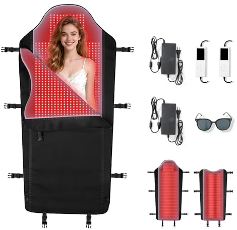 Infrarottherapie & Rotlichttherapie zur Schmerz, 2pcs 160 * 100cm Infrarot Matte mit 660nm & 850nm 2704 LED Red Light Therapy 5 Helligkeitsstufen Timer, Rotlicht Infrarot Rotlichtlampe für Ganzkörper