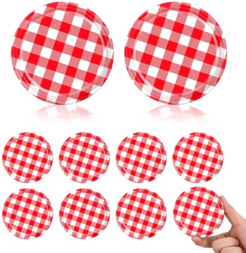 CALLARON 40 Couvercles Métal Rouges Bocaux Conserve 82mm Interchangeables | Fermeture Hermétique pour Préserver la Fraîcheur des Aliments, Idéal Confitures, Pickles et Conservation Maison en Cuisine