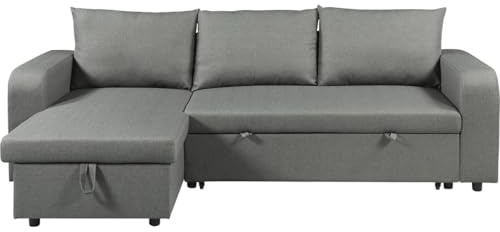 Victor Ecksofa aus Stoff, wendbar/ausziehbar, 3-Sitzer, Grau
