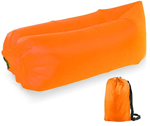 Gohytal Aufblasbare Liege, Luft Sofa, Luftsofa mit Tragetasche, Wasserdichtes Aufblasbare Air Lounger für Garten, Seeufer, Strand, Camping, Picknick, Musikfestivals, Aufblasbarer Sessel (Orange)