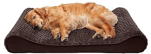 Furhaven Orthopädisches Hundebett für große Hunde mit abnehmbarem, waschbarem Bezug, für Hunde bis zu 34 kg, ultraweiches Kunstfell und Wildleder, luxuriöse Liegematratze, Schokoladenbraun, Jumbo/XL