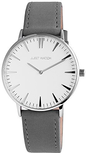 Just Watch Damen Uhr Lederarmband Grau 20cm lang Japanisches Quarzwerk Armbanduhr Geschenkidee zum Geburtstag für Frauen