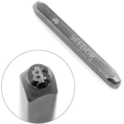 Seedor Bitcoin Schlagstempel – hochqualitativer Schlagbuchstabe mit Bitcoin Logo aus gehärtetem Stahl, zum Prägen von Metall, Leder & Holz, Münzen, Prägestempel in Premium Qualität
