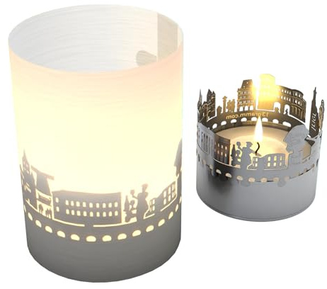 Trier Skyline Tube Teelicht Schattenspiel - Magisches Souvenir mit Silhouette Projektor für Trier Fans - Perfekte Geschenkidee