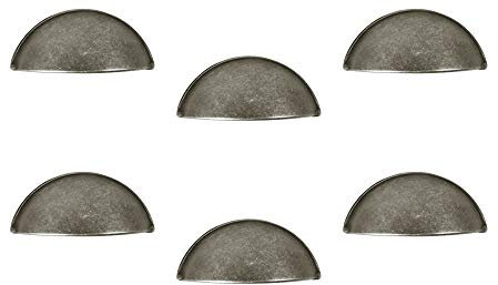 6 Un. Poignées de Meuble Coquille Finition Vieux Argent - Entraxe 32MM et 64MM pour Porte Cuisine