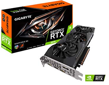 Gigabyte GeForce RTX 2070 Windforce 8G, scheda grafica 3X ventole Windforce 8GB, GDDR6 a 256 bit, GV-N2070WF3-8GC