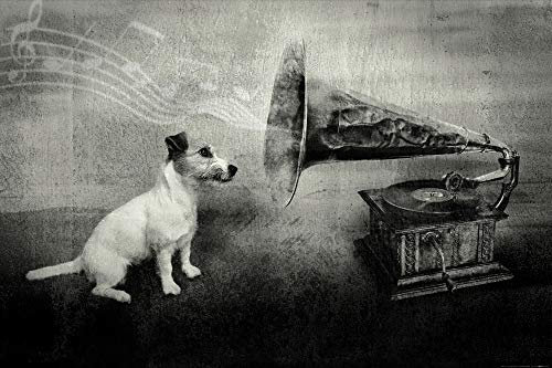 1art1 Hunde XXL Poster His Master's Voice, Jack Russell Terrier Plakat | Bild 120x80 cm