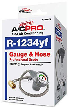 InterDynamics Certified AC Pro Car Air Conditioner R1234YF Refrigerant Gauge and Hose, Reusable AC Recharge Kit, 24 in, Pack of 4, CERTYF102-4-4PK