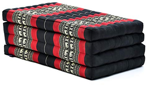 Leewadee Klappmatratze Gästebett Klappbar Auto Matratze Gästematratze Klappbar Faltbare Matratze, Kapok, 200 x 70 cm, Schwarz Rot