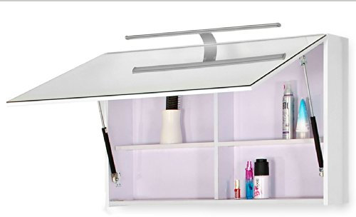 SAM Spiegelschrank Zürich Deluxe 100 cm, Hochglanz weiß, Badspiegel-Schrank mit Einer Klapptür, pflegeleichtes Badmöbel