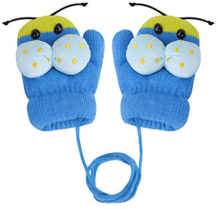 YSXY Süße Fäustlinge Baby Kleinkind Gestrickte Handschuhe für 1 2 3 Jahre Jungen Mädchen Winter Warme Strickhandschuhe mit schnur Fleece-Innenfutter