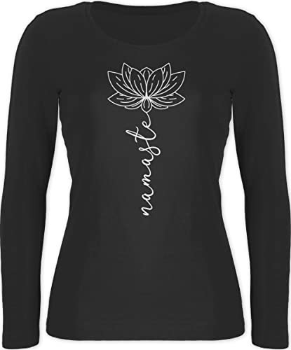 Langarmshirt Damen - und Wellness Geschenk - Namaste Lotusblüte Yoga Chakra - XXL - Schwarz - Yoga-Bekleidung Yoga-Kleidung Meditation Joga Langarm yogashirtsdamen Yoga-Kleidung, spirituelle Blume
