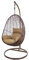 Kideo Komplettset: Hängesessel mit Gestell & Kissen, Korbsessel, Poly-Rattan (Gestell- und Korbfarbe: braun, Kissen: braun Nest (7010_Hazelnut))