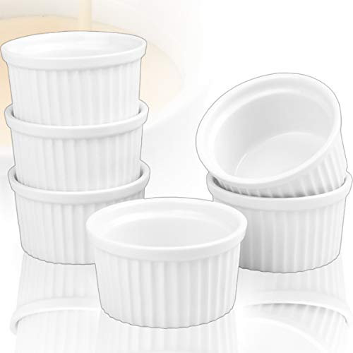 6x Schälchen Ø 9cm aus Keramik Ofenfest Creme Brulee Dessertschale Pasteten Tapas Soufflé Auflauf Förmchen (6 Stück)