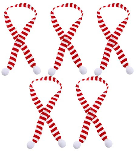 PRETYZOOM 5 Stücke DIY Stricken Gestreiften Fellknäuel Dekoration Kleine Weihnachten Rot und Weiß Gestreiften Schal Outdoor Warme (2x50 cm) Party Supplies
