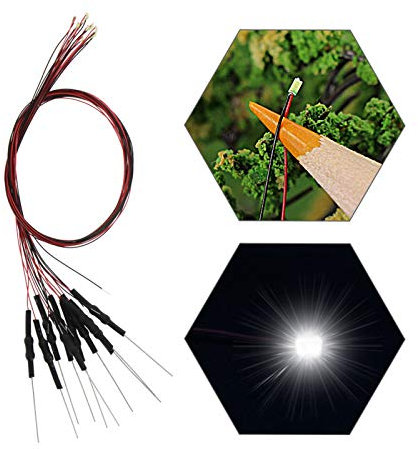 Evemodel 20 STK. weiß SMD LED Leuchtdioden Leuchtdioden Micro Litz Bauform 0603 mit Kabel 20cm 12V