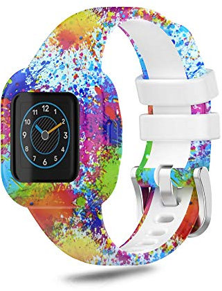 SeaFicco Musterdruck Uhrenarmband Silikon Armband Sport Ersatzband Verstellbar Wechselarmband Ersatz Uhrband Kompatibel für Garmin Vivofit jr.3 (Gemalt)