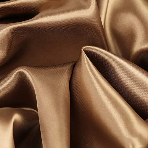 ZXC Satin Stoff Seidentaft Stoff Meterware 150 cm Breit Zum NäHen Von Kissen Tischdecken Und BettwäSche Abendmode Blusen Und Kleidern Brautmode 1m Meterware Verkauft(Color:Elegantes Braun)