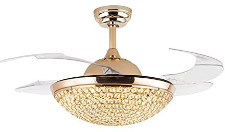 WERCHW Fans de techo, con luces LED ventilador de techo de 42 pulgadas con ventiladores de araña de cristal remoto Luz de ventilador de techo para interiores, sala de estar, comedor, dormitorio