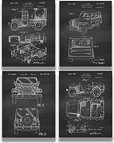 Govivo Jeep-Patent Wandkunst-Dekor-Drucke – ungerahmtes Kunstwerk auf Fotopapier gedruckt