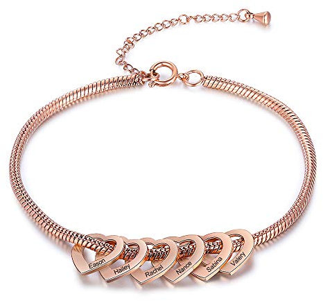 Glooraca Personalisierte Armbänder - Verstellbare Kette Silber Gold Mit Initialen Herznamen Personalisiert für Frauen Teen Mädchen 2-5 Liebe Herz Charm Gravierte Benutzerdefinierte Namensarmbänder