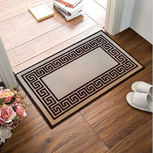 B&B Door Mat Non-Slip Washable Dirt Trapper Floor mat having Indoor Outdoor Utility, Kitchen and large yoga Anti Slip Mats | 50 x 80 cm - Greeky Rug - Beige & Brown
