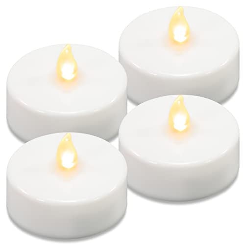 Nipach GmbH 4er Set LED Maxi Teelicht weiß - batteriebetrieben mit Timer - Teelichtkerzen Xmas Romantiklichter Entspannungslicht Weihnachtsdeko für Innen