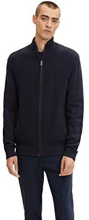 TOM TAILOR Herren Strickjacke mit Stehkragen aus Bio-Baumwolle