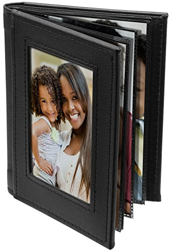 Neil Enterprises Inc. 4 x 6 Black Faux Leather Slip-In Photo Album - Holds 24 Pictures